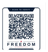 Sello Scan to Verify de Freedom Diagnostics con c&oacute;digo QR